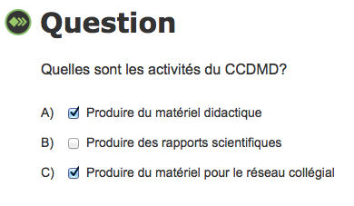 question type réponses multiples